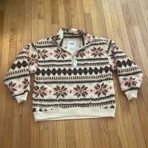 Aerie  Sherpa Quarter Zip Oversized Pullover Size XS NWT